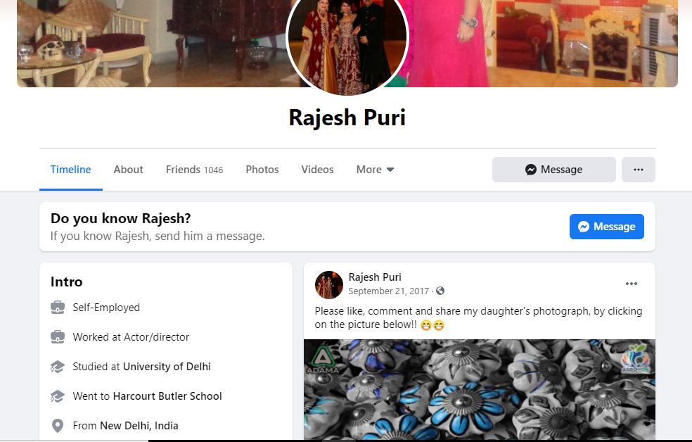 Rajesh Puri's Facebook Profile