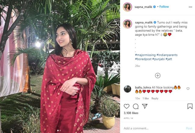 Sapna Malik's Instagram Post