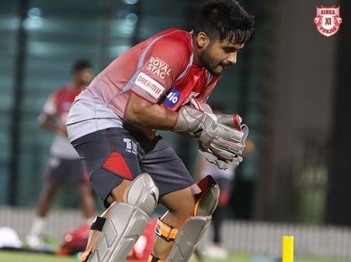 Simran Singh during field practice for KXIP
