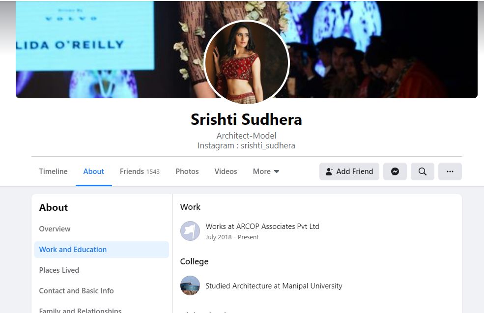 Srishti Sudhera's Facebook Profile