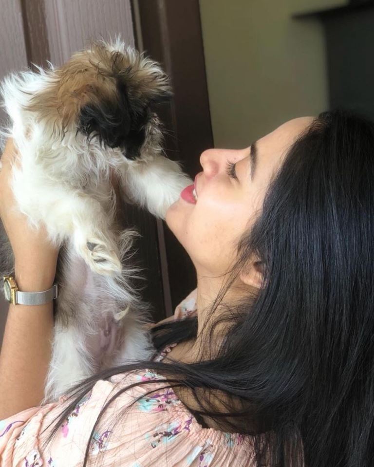 Swathi Deekshith with her dog