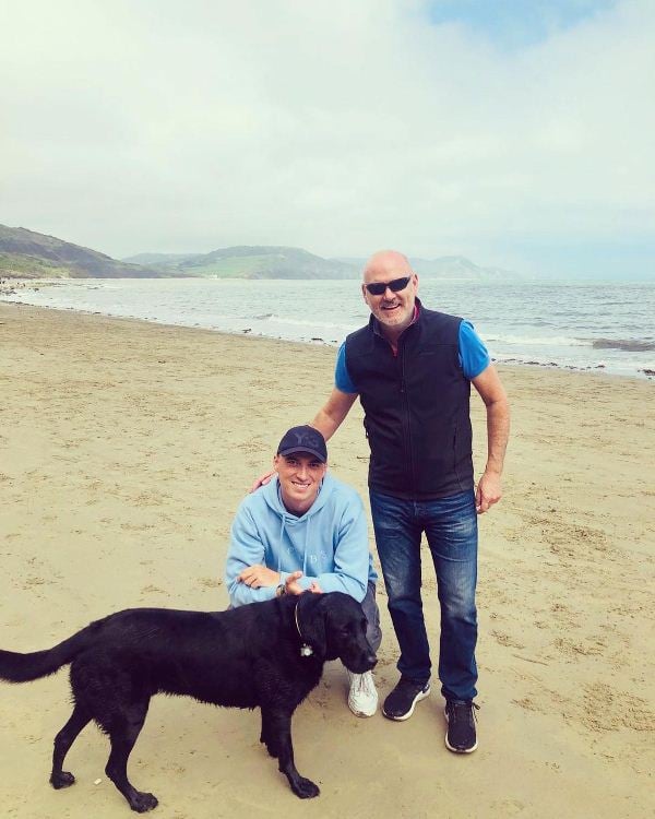 Tom Banton with his father, Colin Banton and their dog