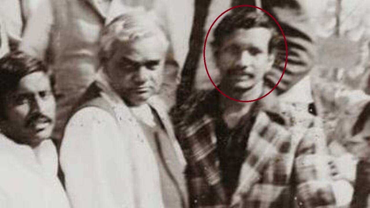 Tarkishore Prasad in his younger days with the former Indian PM Atal Bihari Vajpayee
