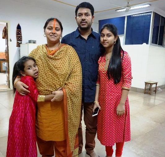 Misa Bharti with her husband and their daughters