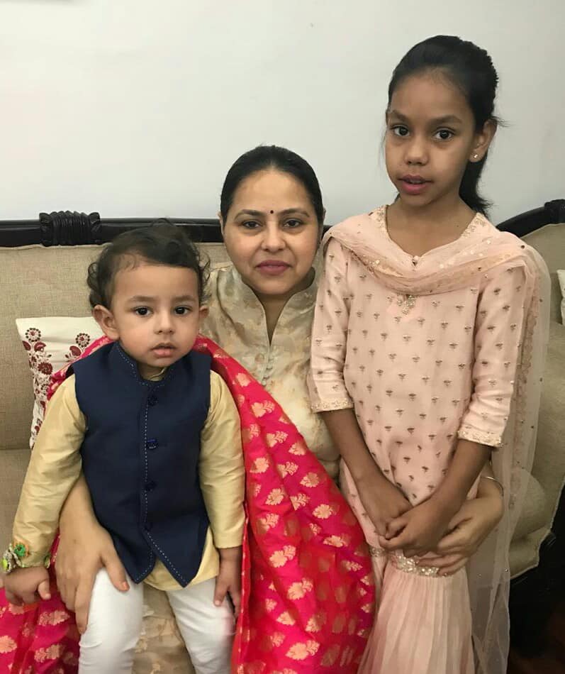 Misa Bharti with her son and daughter