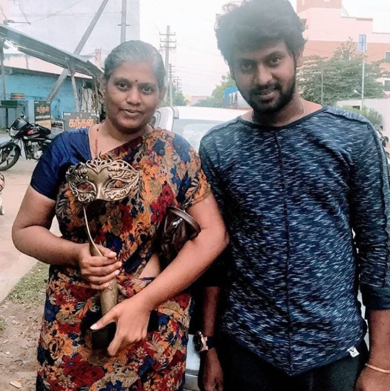 Rio Raj with his mother