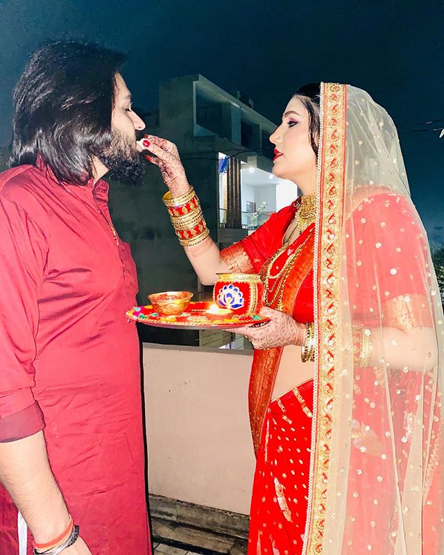 Veer Sahu with his wife Sapna Choudhary