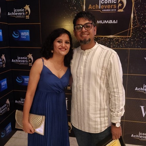 Abijit Ganguly with his wife at an award function