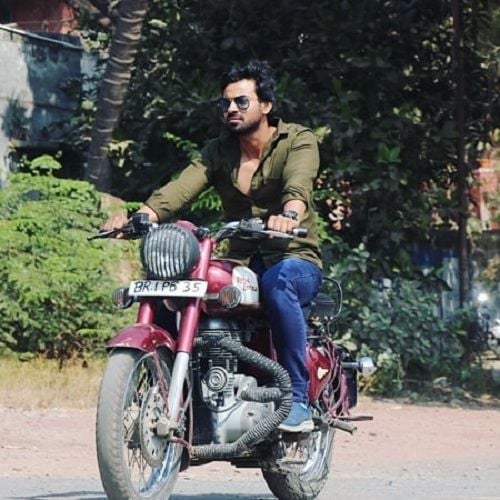 Aditya Ojha Riding his Motorcycle