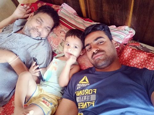 Aditya Ojha with his Father and Son