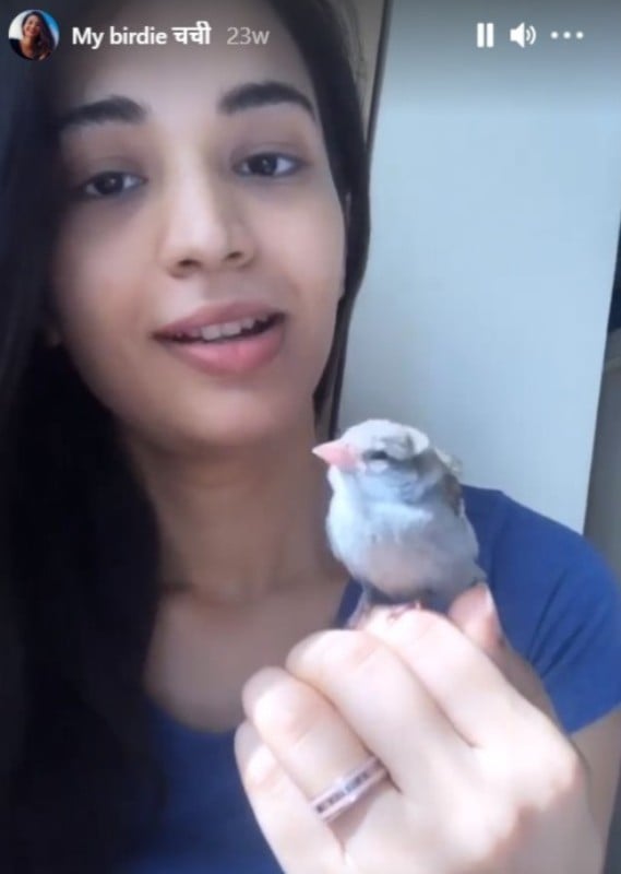 Anjali Barot with her pet bird Chchi