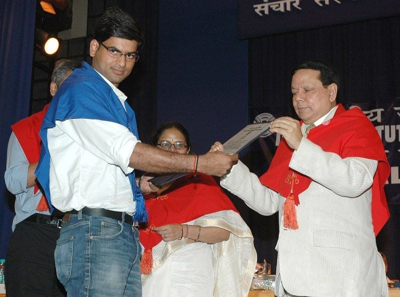 Saurabh Dwivedi receiving the Post-Graduate Diploma Certificate in Journalism at the 40th Convocation for PG Diploma Programmes of Indian Institute of Mass Communication (IIMC) in New Delhi