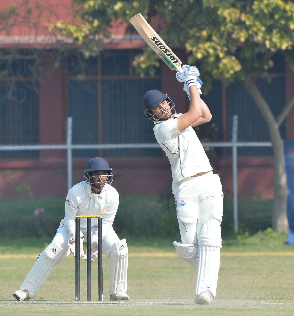 Abdul Samad slams one above the boundry rope during Jammu & Kashmir v Karnataka, Ranji Trophy 2019-20 quarter-final, Jammu, February 23, 2020