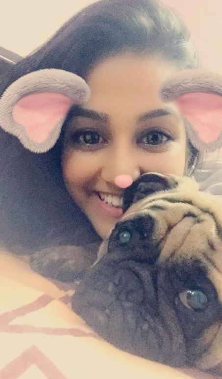 Amandeep Sidhu with her pet dog