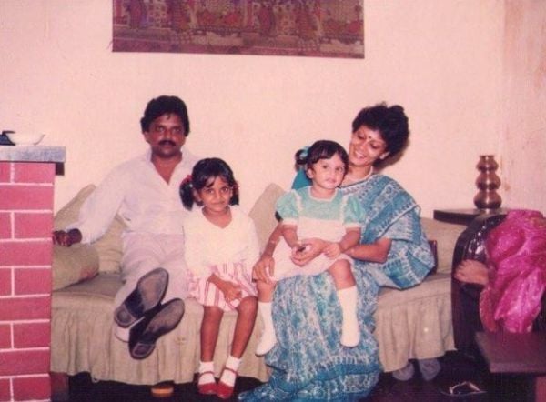 An old family picture of Arti Nayar with her parents and sister