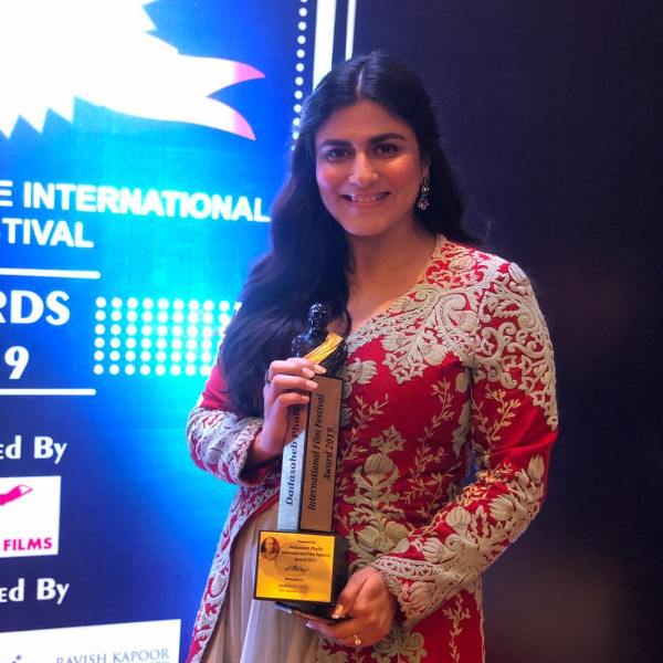 Namrata Soni with her Dadasaheb Phalke Award in 2019