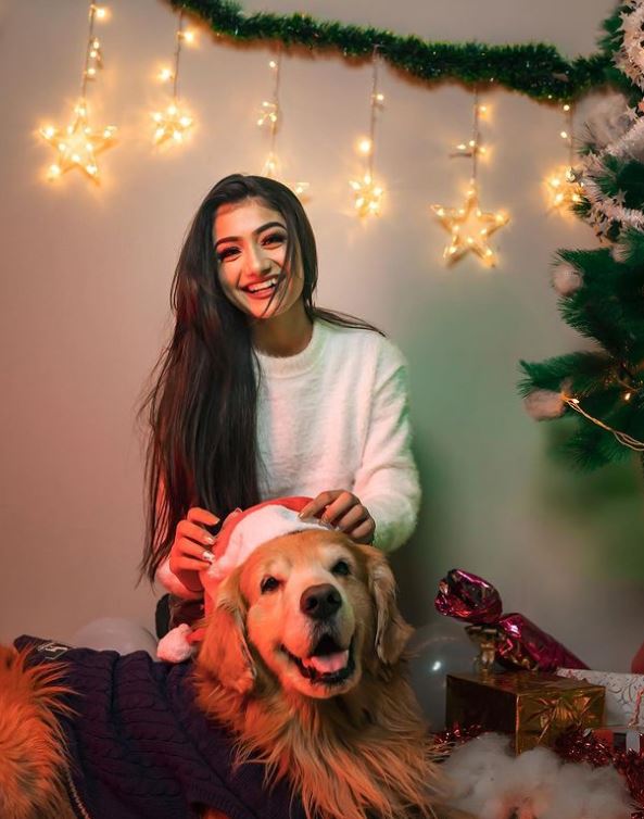 Amulya Rattan with her pet dog