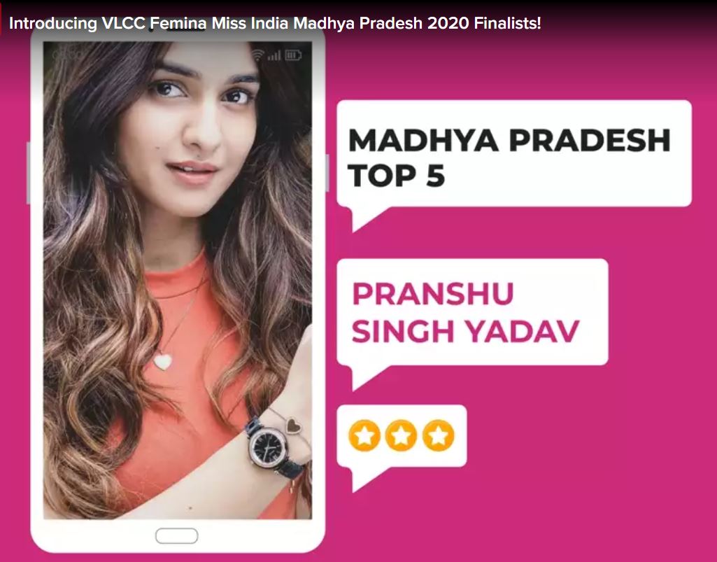 Kritika Yadav as VLCC Femina Miss India Madhya Pradesh finalist