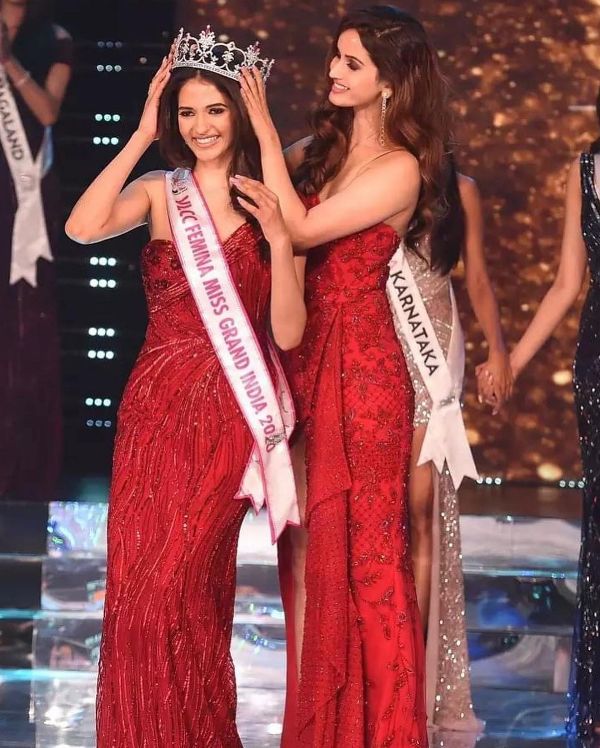 Manika Sheokand after being crowned as the Femina Miss Grand India 2020