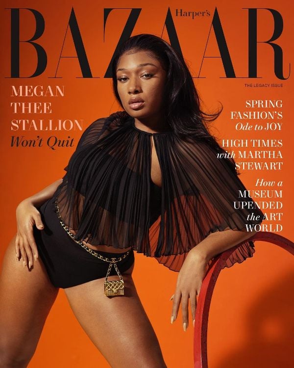 Megan Thee Stallion on the cover of Harper's Bazaar magazine