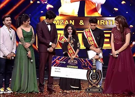 Ramzan Mohammed and Amritha as the winner of Dance Kerala Dance (2020)