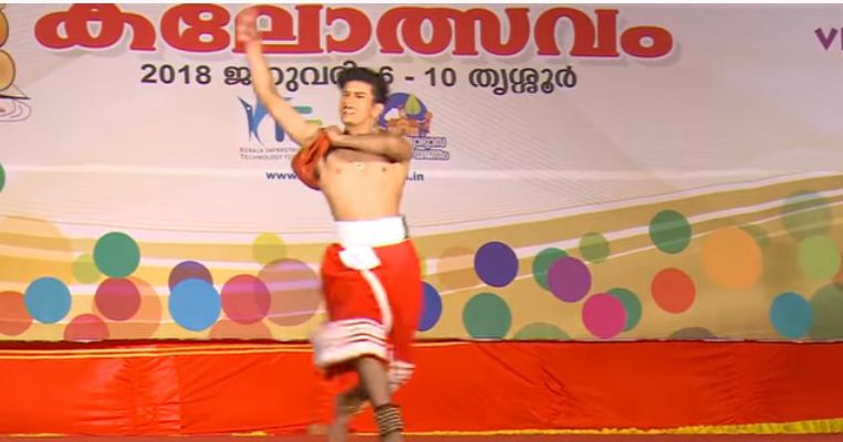 Ramzan Mohammed performing a folk dance at Kerala School Kalolsavam 2018