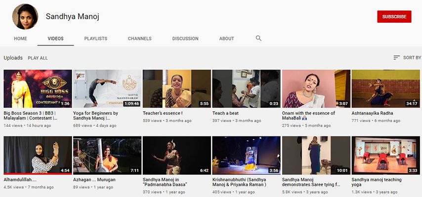 Sandhya Manoj- YouTube channel