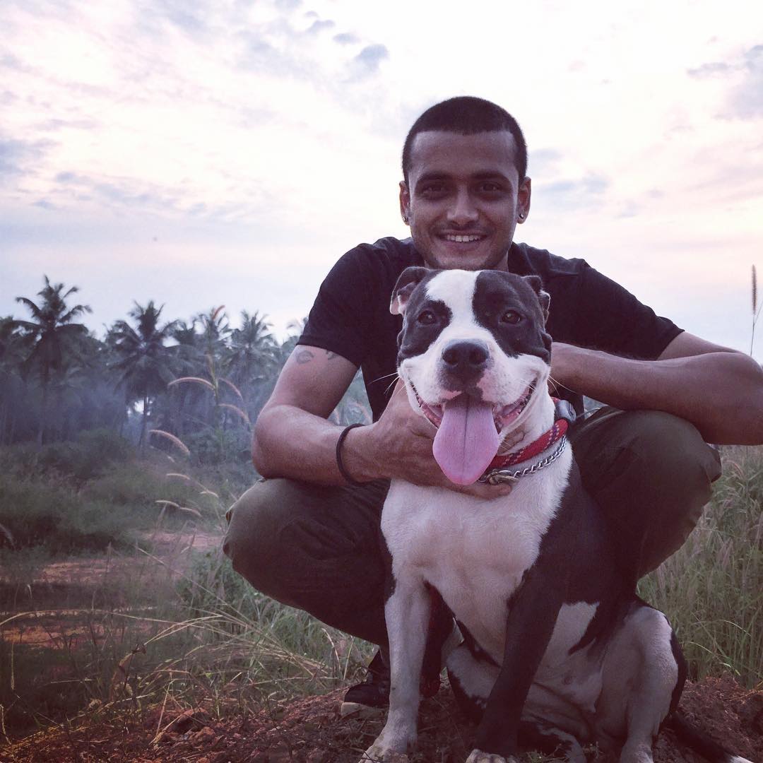 Aravind KP with his pet dog 