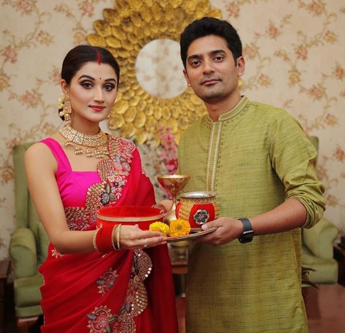 Arushi Nishank with her husband, Abhishek Pant