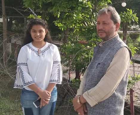 Tirath Singh Rawat with his daughter, Lokanksha Rawat