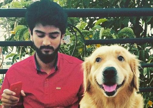 Shamanth Gowda with his pet dog