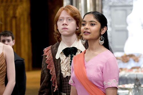 Afshan Azad sitting in Harry Potter and the Goblet of Fire
