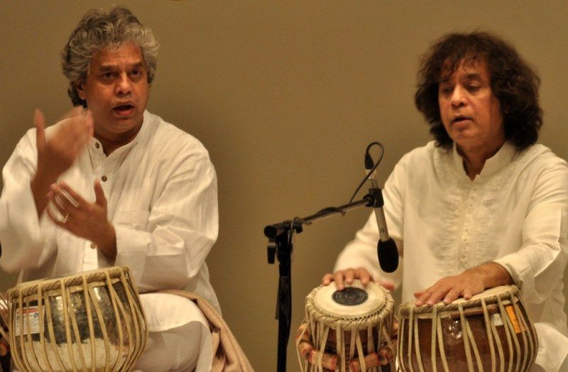 Fazal Qureshi with tabla maestro Zakir Hussain