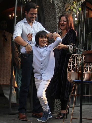 Rahul Bhatt's sister Pooja Bhatt with her cousin Emran Hashmi and her nephew