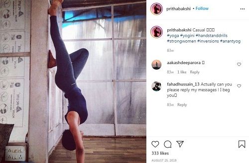 Pritha Bakshi practising Yoga