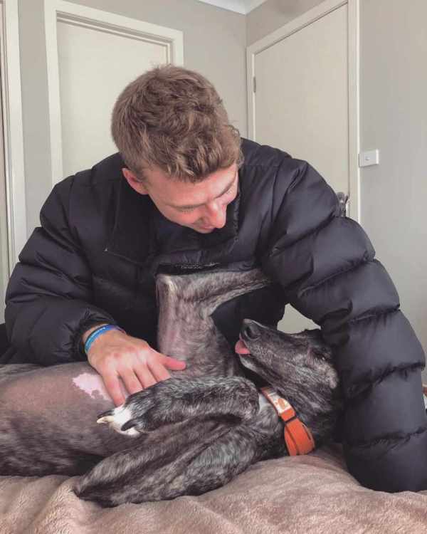 Riley Meredith with his dog