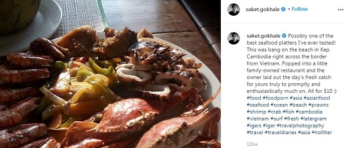 Saket Gokhale's Instagram post about food
