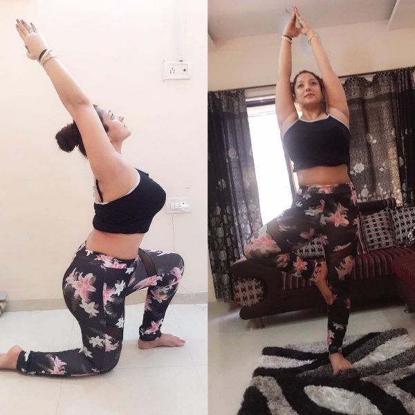 Sweety Chhabra inside a doing Yoga