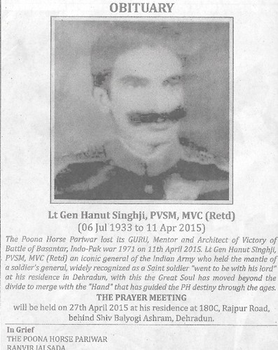 The obituary of Lt. Gen. Hanut Singh