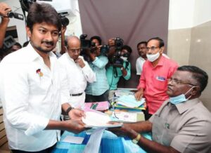 Udhayanidhi filing his nomination papers ahead of 2021 Tamil Nadu Legislative election