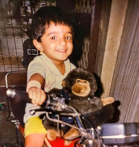 Vyjayanthi Adiga's childhood picture with her favourite toy
