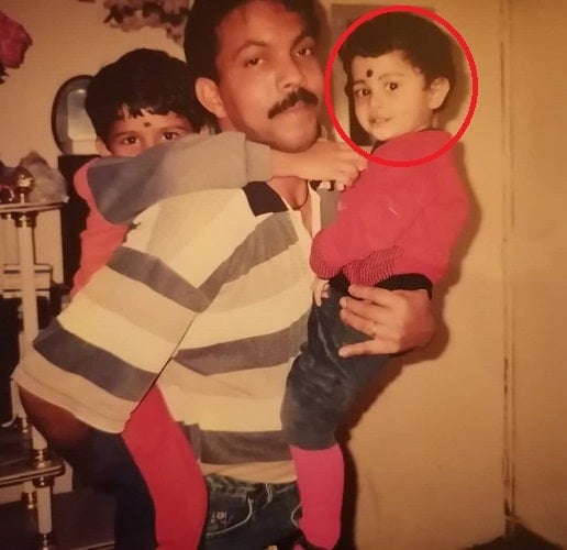 Adline Castelino's childhood picture with her father and sister