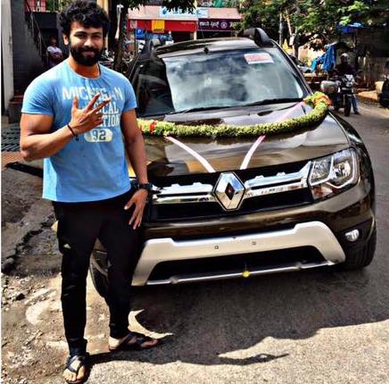 Arjun Gowda with his car