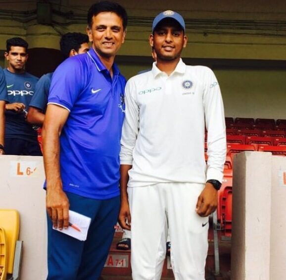 Bhagath Varma with Rahul Dravid with India U-19 squad during tour of England