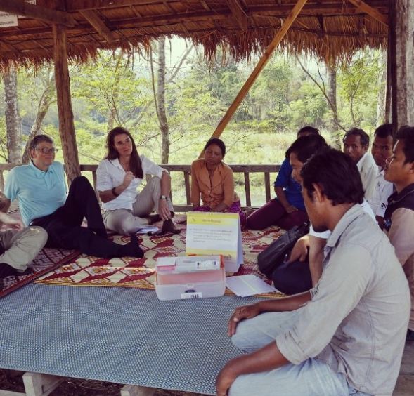 Melinda and Bill Gates in Cambodia during malaria screening and treatment program