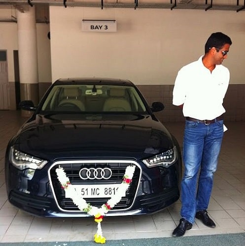 Nithin Kamath with his Audi car