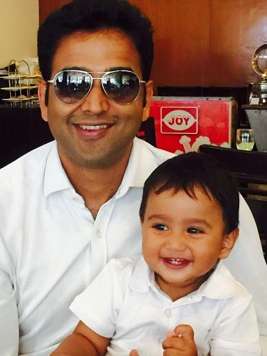 Nithin Kamath with his son