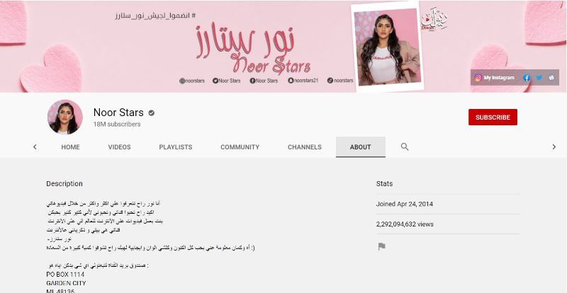Noor Stars's YouTube channel