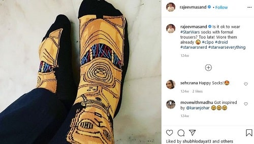 Rajeev Masand's Instagram post about socks
