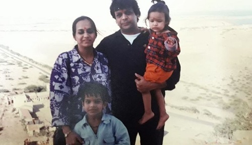 Sameer Rajda with his children and wife